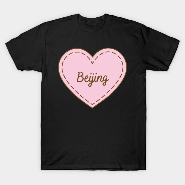 I Love Beijing Simple Heart Design T-Shirt by Word Minimalism